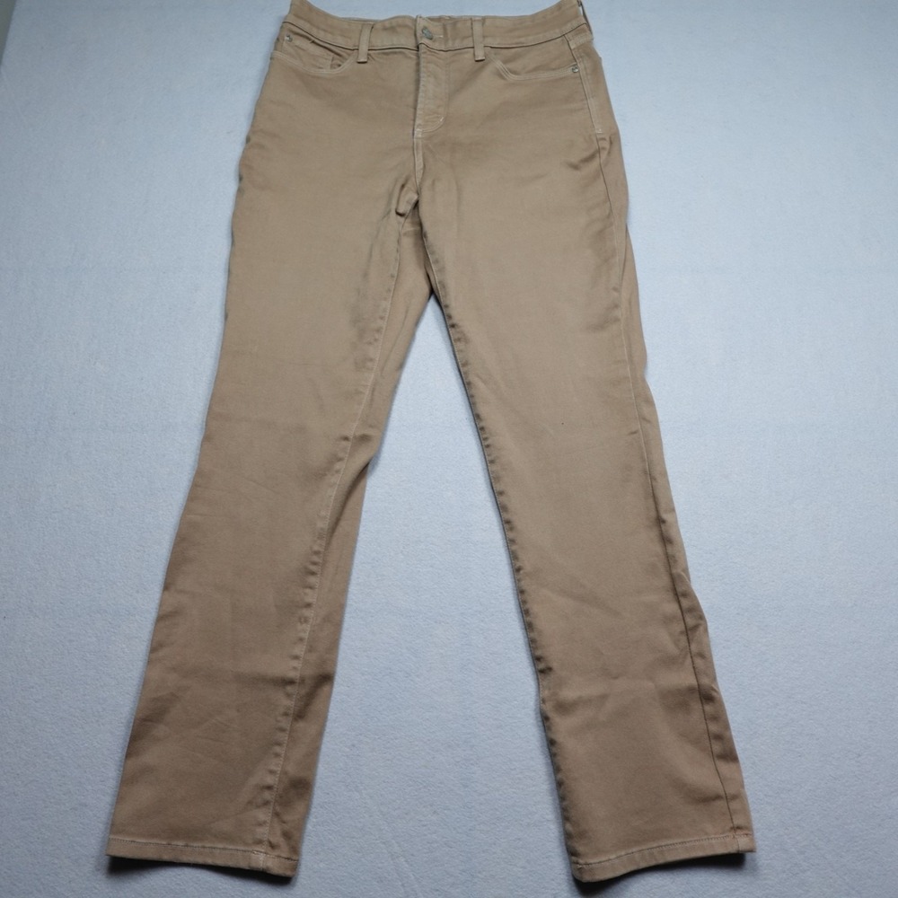 NYDJ Sheri Slim Pants Womens 10 Khaki Lift Tuck Technology Shaping Slimming